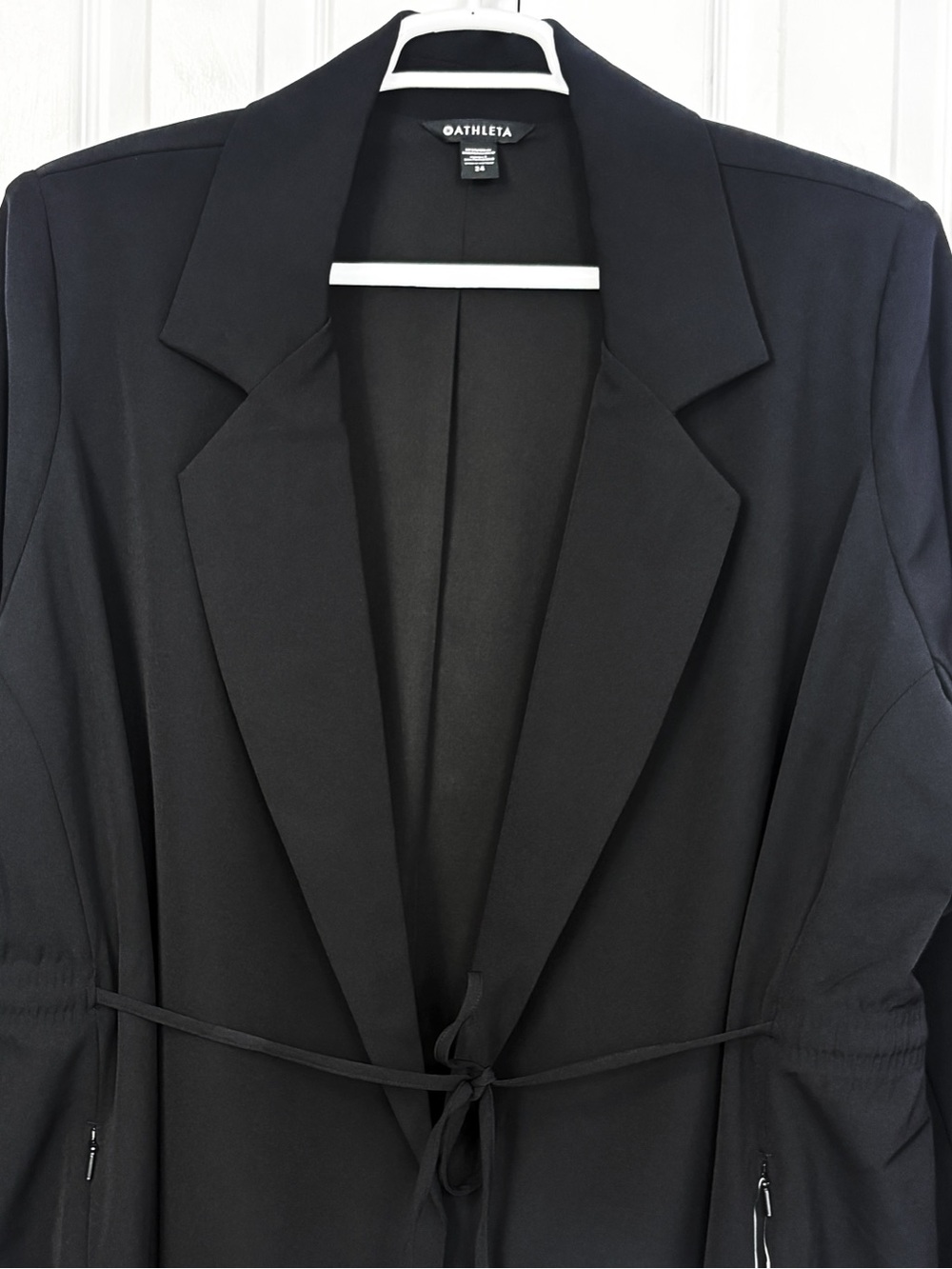 NWT Athleta Black Endless Primatwill Stretch Long Sleeve Tie Front Blazer 24 - Picture 2 of 16